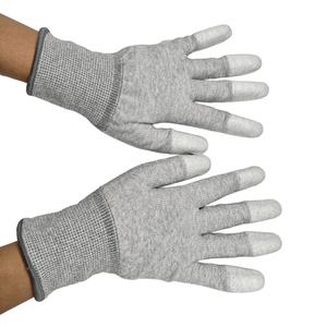 Mediano M Tamaño 8 Fibra de carbono Poliéster ESD PU Top Fit Guantes para uso en laboratorio - Product Image 5