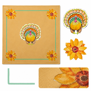 Tapete de Mahjong Americano con Ilustración Original de Acción de Gracias, Colección de Diseñador, Motivo de Pavo en Acuarela, Tapete de Juego Silencioso de Lujo - Product Image 3