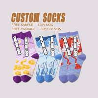 Chaussettes personnalisées à la mode Chaussettes à motifs drôles de dessins animés Chaussettes en coton personnalisées