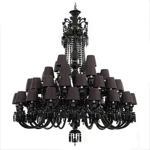 Vendita all'ingrosso classico di lusso grande Loft Vintage casa e matrimoni decorazioni di colore nero lampadari di cristallo di vendita di lusso caldo