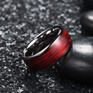 Anneau en acier titane pour hommes et femmes, nouvelle tendance européenne et américaine, fil rouge, blanc et argenté, 2023 - Product Image 1