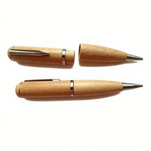 Stylo bille en bois naturel double usage avec clé USB et logo personnalisé pour entreprise, bureau, cadeau d'entreprise, souvenir - Product Image 4