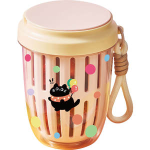 Taza de ensalada de dibujos animados, contenedor portátil para frutas con tapa y asa para desayuno, picnic, avena, origen Yiwu Hy 0271 - Product Image 1