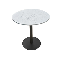 Ensemble de table en pierre artificielle blanche moderne pour table à manger ronde intérieure et extérieure avec cadre en métal pour patio café parc restaurant