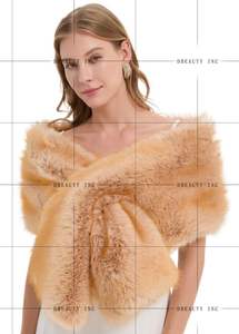 Cape de soirée d'hiver pour femme en fausse fourrure de renard, châle, manteau avec longue écharpe en fourrure de renard, élégant, luxueux et chaud - Product Image 2