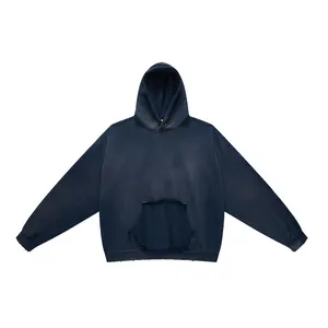 Özel üreticileri 500 gsm ağır ağırlık kalın asit yıkama yırtık hoodie asit yıkanmış hoodie erkekler