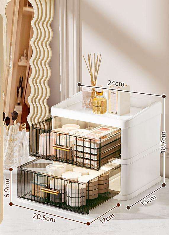 Blanc - Tiroir à dessus plat à deux niveaux