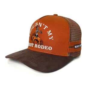 Sombreros de camionero al por mayor gorras de camionero con parche bordado gorra de malla de gamuza personalizada