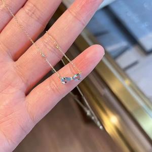 Collar con Colgante de Diamante Brillante Mini en Plata de Ley S925, Azul Marino Versátil para Mujer, Exquisito en Oro Blanco - Product Image 1