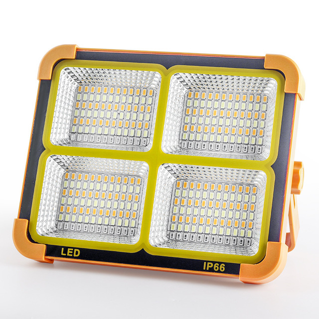 Super Bright Portable Solar LED Floodlight High Power IP65 Rated Rechargeable Camping Light for Garden Outdoor Use Plastic Body