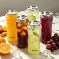 Canette de boisson en PET de 520 ml avec couvercle à clapet en aluminium facile à ouvrir, qualité alimentaire, transparente, logo personnalisé imprimé en sérigraphie pour soda et jus