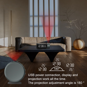 Digital Projection Alarm <strong>Clock</strong> with Temperature 180 Rotation USB Electronic Table Bedroom <strong>Bedside</strong> 3D Wall Snooze Alarm <strong>Clock</strong> - Product Image 5