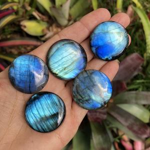 จี้หินลาบราดอไรต์ทรงกลมธรรมชาติ DIY เครื่องประดับหินมูนสโตนสีฟ้าประกาย สร้อยคอทำมือ ของขวัญสำหรับผู้หญิง - Product Image 4