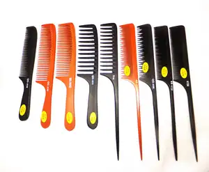 individueller meistverkaufter kunststoff-ratenschwanz-kamm salon friseur antistatischer schwarzer Barbier-Kamm-Set für Haarfärbung glättung