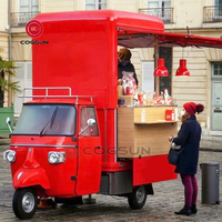 Camions mobiles électriques à couleur personnalisée, taille et logo personnalisés, pour la vente de chariots à hot-dog tricycle