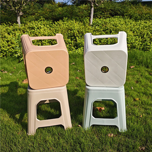 <b>Plastic</b> Square <b>Stool</b> 26x34 Cm Stackable Minimalist Design For Home Outdoor Use Adult Size Thickened PP Material - Product Image 3