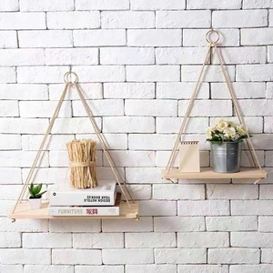 Wooden Hanging <b>Shelf</b> Natural Wood Color <b>Wall</b> <b>Mounted</b> Display Rack Nordic Style Rectangle Single Layer <b>Shelf</b> For Home Decor - Product Image 4