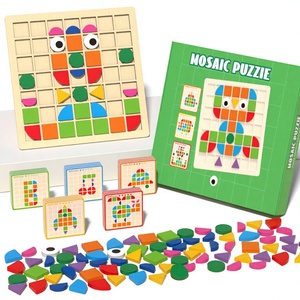 Nieuwe houten Montessori-speelgoed voor peuters, 120 blokken puzzelspel met 40 vormkaarten voor kinderen en jongens - Product Image 1