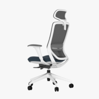 Chaise de bureau ergonomique à dossier haut en tissu maillé avec appui-tête et roulettes, hauteur réglable, design contemporain