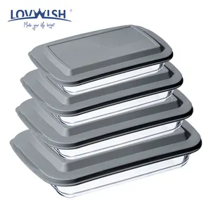 Rectangular microwave safe glass borosilicate baking dishes, Heat Resistant Baking dish pan plate tray