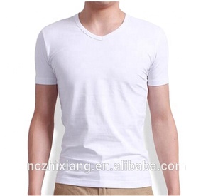 Camiseta de <span class=keywords><strong>Cuello</strong></span> en <span class=keywords><strong>V</strong></span> 100% Algodón para Hombre, Camiseta Básica de Manga Corta para Hombre, Camiseta de Tela Jersey - Product Image 2