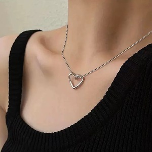 Heart Shaped <b>Titanium</b> Steel <b>Necklace</b> 18K Gold Plated Clavicle Chain Gift For Women Fashion Jewelry - Product Image 3