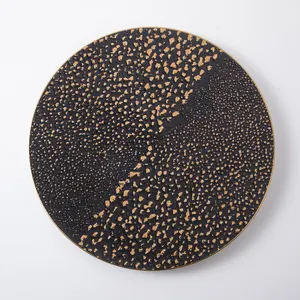 Shengjing Black Story Fine Bone China Platters 11 Inch Ceramic Plate With Full Decal Decorative Flat Plate