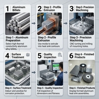Usinage CNC de précision, dissipateur thermique en aluminium extrudé, traitement de surface anodisé, industriel