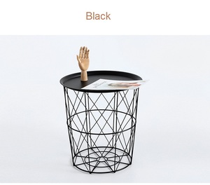 Cesta de Metal geométrica <span class=keywords><strong>minimalista</strong></span> y moderna de estilo nórdico, cesta de almacenamiento para decoración del hogar con bandeja - Product Image 6