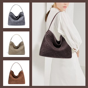 Sac fourre-tout <span class=keywords><strong>vintage</strong></span> en PU mat tressé, fait main, texture suédée, luxe, pour femme, avec une seule bandoulière, imperméable, durable, pour le shopping quotidien - Product Image 5