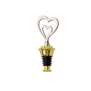 Valentine Double Heart Wine Stoppers Gold Food Grade Zinc Alloy Bottle Seal For Red Wine - Product Image 2