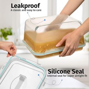 Grand récipient de stockage hermétique en verre, compatible congélateur, pour marinades et rôtisseries - Product Image 5