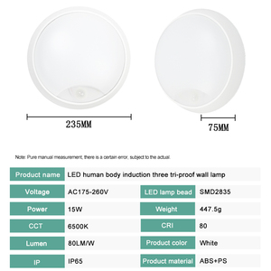 Chất lượng cao AC220V IP65 không thấm nước hiện đại Vòng LED ánh sáng trần trong nhà ngoài trời PIR cảm biến chuyển động 15 wát LED tường ánh sáng - Product Image 2