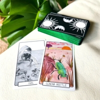 Impression personnalisée de 78 cartes de tarot Oracle avec dorure verte, jeu de cartes de tarot de haute qualité avec bordure verte, avec couvercle et boîte inférieure