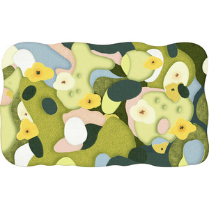 Alfombra de Cama Jeryl de Imitación de Cachemira, Diseño Abstracto, Antideslizante, para Dormitorio, Estilo Moderno, Cobertura Total - Product Image 5