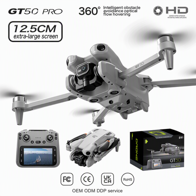 Factory Wholesale GT50 Beginner Drone Frame 4K Screen Remote Control Optical Flow Positioning Electric Lens Long Range FPV