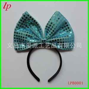 Bandeau à nœud à paillettes bleu, accessoire décoratif pour cheveux, pour femmes et filles - Product Image 1