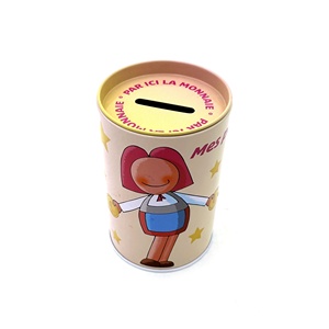 Custom OEM Money scatola di latta moneta salvadanaio rotondo salvadanaio con coperchio - Product Image 1