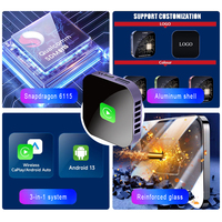 Boyi AI Box TV Box Snapdragon 6115 con Borde Metálico, Android 13, Adaptador CarPlay 3 en 1, 8+128G RAM/ROM, 1 Año de Garantía, YouTube, Netflix