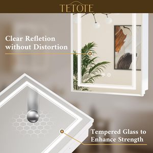 Botiquín de baño iluminado con LED con control táctil, gabinete de almacenamiento de espejo montado en la pared - Product Image 6