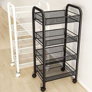 TALONGJ Multi-Layer Carbon Steel Floor Mobile <b>Trolley</b> <b>Storage</b> Rack 4 Shelves Rolling Wheels for <b>Kitchen</b> Baby Daily Home - Product Image 3
