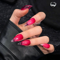 Faux ongles à presser longs et pointus, motif griffe de dragon, finition miroir dorée chromée, faits main, forme stiletto, pour soirée