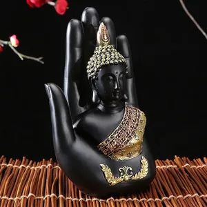 Estatua de Buda de <span class=keywords><strong>Palma</strong></span> en Resina de Poliresina, Decoración de Mesa para Jardín Zen, Adorno de Buda Tailandés para Productos Artesanales - Product Image 2