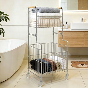 Cesta de Almacenamiento de Ropa Moderna, Impermeable, No Plegable, de Acero Inoxidable 304, con Ruedas Universales de Cristal - Product Image 1