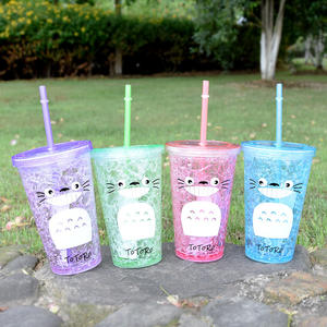 Taza de paja de plástico para exteriores, vaso de plástico fresco para refrigeración de doble capa, para estudiantes coreanos - Product Image 4