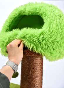 OEM yeşil ekstra büyük kedi ağacı Xxl doku kadife çok seviyeli kedi tırmanma kulesi Condos kalın Sisal tırmalama mesajları - Product Image 3