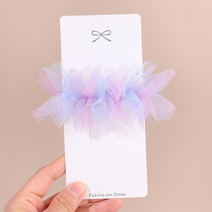 2 Pezzi Elastici per Capelli in Rete di Nylon Arcobaleno Pastello, Tulle Sfumato a Strati, per Coda di Cavallo e Scrunchie da Ragazza - Product Image 3