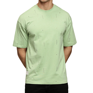 Camiseta Vintage para Hombre, 100% Algodón, Lavada, Desgastada, Estilo Casual Urbano, Manga Corta - Product Image 1