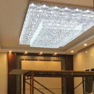 Lampara Colgante De Techo Lighting Pendant Hanging Iron large big square hotel lobby luxury Chandelier