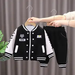 Costumes de jogging pour enfants ensembles de vêtements pour bébés garçons noirs et blancs vente en gros en boutique